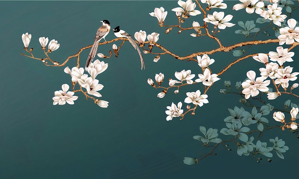Fototapet-Cherry-Blossom-and-Birds