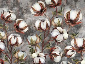 Fototapet-Cotton-Flowers-in-Grey-Tapet-Foto
