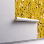 Fototapet-mustard-floral-pattern-tapet-foto