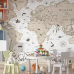 tapet-cartoon-world-map-tapet-harta-lumii-copii-tapet-copii-fototapet-copii-tapet-camera-copii