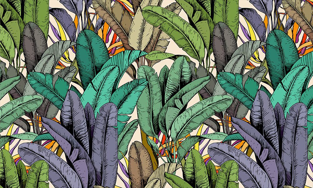 Tapet-Colorful-Banana-Leaves