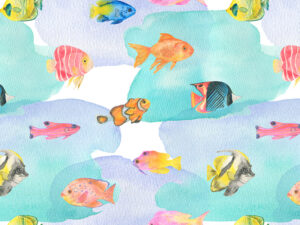 Tapet-Colorful-Fishes-in-Watercolor