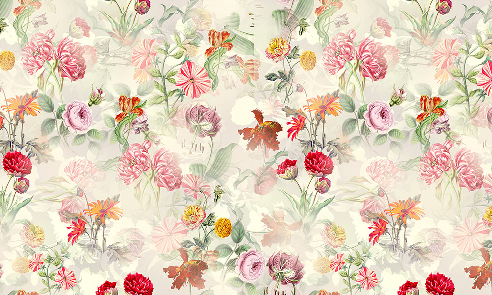 Tapet-Colorful-Flowers-(Beige)