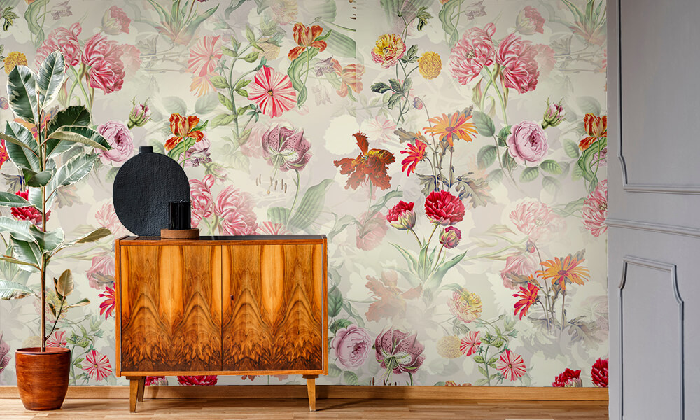 Tapet-Colorful-Flowers-(Beige)