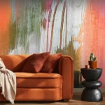 Tapet-Watercolor-Brushstrokes-tapet-abstract-tapet-portocaliu-tapet-pictura-fototapet-abstract-tapet-living-tapet-dormitor-tapet-personalizat-ecologic