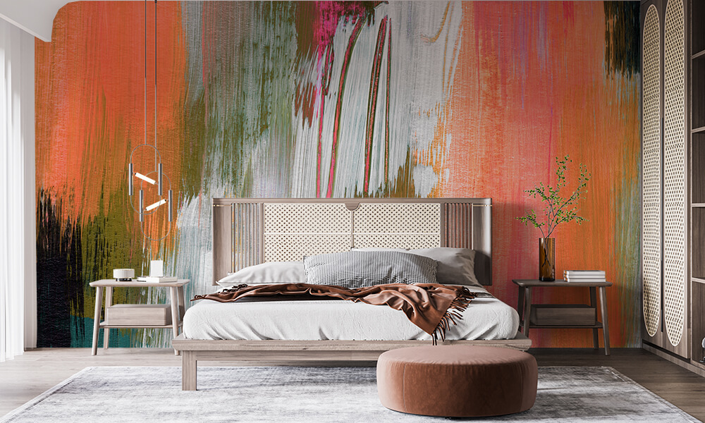 Tapet-Watercolor-Brushstrokes-tapet-abstract-tapet-portocaliu-tapet-pictura-fototapet-abstract-tapet-living-tapet-dormitor-tapet-personalizat-ecologic