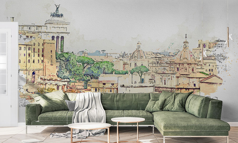 Tapet-Rome-in-Watercolor-Tapet-Roma