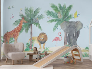 Tapet-Watercolor-Jungle-tapet-personalizat-pentru-copii-jungla