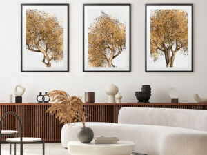 Set-3-Tablouri-Golden-Trees-Art-set-tablouri-tapet-tablouri-copaci-tablouri-personalizate