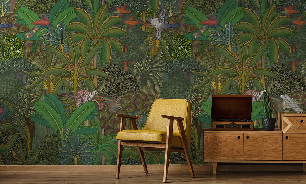 Tapet-Royal-Jungle-tapet-jungla-tapet-pasari-tapet-tropical-fototapet