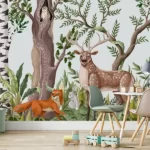Tapet-Forest-Animals-tapet-copii-tapet-animale-copii-fototapet-copii-tapet-camera-copii
