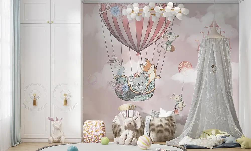 Tapet-Balloon-Ride-tapet-copii-tapet-animale-copii-tapet-copii-animale-tapet-camera-copii-tapet-cresa-tapet-gradinita-tapet-camera-fete-tapet-nori-roz-copii (3)