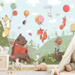 Tapet-Flying-Animals-tapet-copii-tapet-animale-copii-tapet-copii-animale-tapet-camera-copii-tapet-personalizat-tapet-ecologic