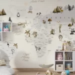 Tapet-Kids-World-Map-Beige-tapet-harta-lumii-copii-fototapet-harta-lumii-copii-tapet-copii-harta-lumii-tapet-personalizat