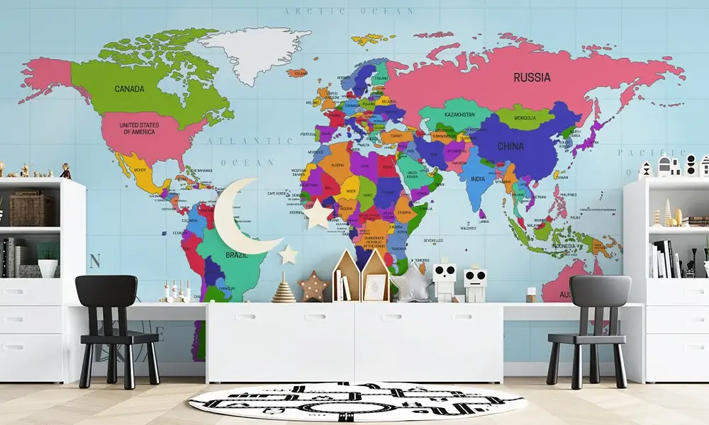 Tapet-World-Map-in-Colours-tapet-harta-lumii-copii-fototapet-harta-lumii-copii-tapet-copii-harta-lumii-tapet-personalizat-tapet-ecologic