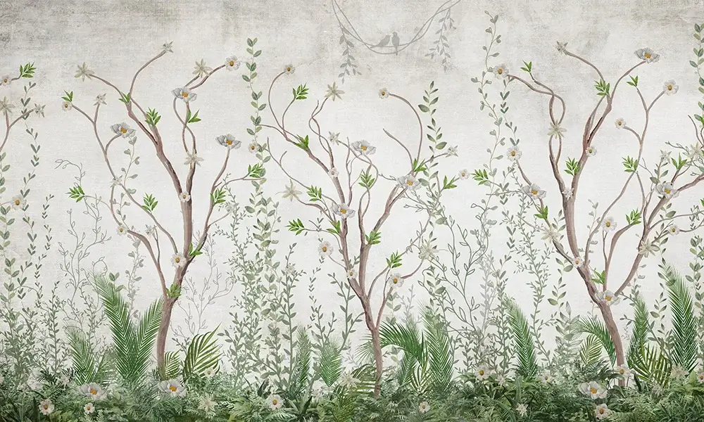 Tapet-White-Tropical-Flowers-tapet-tropical-fototapet-tropical-tapet-frunze-tropicale-tapet-exotic-tapet-mural