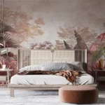 Tapet-Burgundy-Foliage-tapet-frunze-tapet-tropical-tapet-living-tapet-dormitor-tapet-birou-tapet-personalizat
