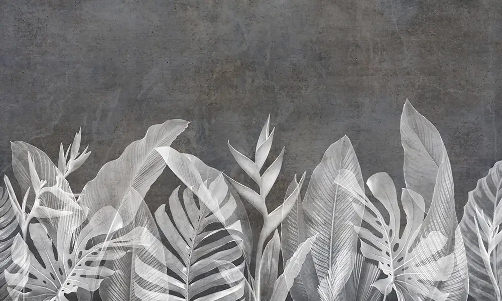 Tapet-Urban-Oasis-tapet-frunze-fototapet-frunze-tapet-frunze-tropicale-tapet-cu-frunze-tapet-dormitor-tapet-gri-tapet-living-tapet-ciment