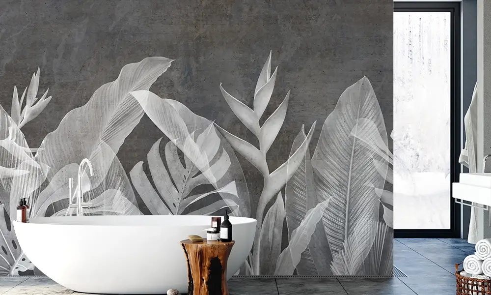 Tapet-Urban-Oasis-tapet-frunze-fototapet-frunze-tapet-frunze-tropicale-tapet-cu-frunze-tapet-dormitor-tapet-gri-tapet-living-tapet-ciment