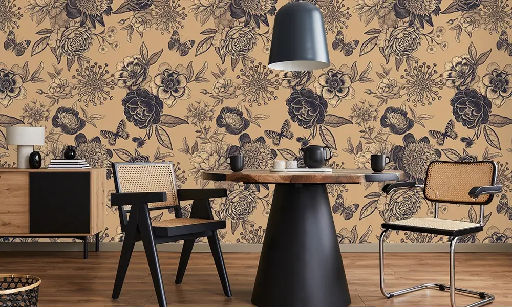 Tapet-Floral-Spring-Sepia-and-Black-tapet-floral-tapet-flori-tapet-cu-flori-tapet-dormitor-cu-flori-fototapet-floral-tapete-florale-personalizat