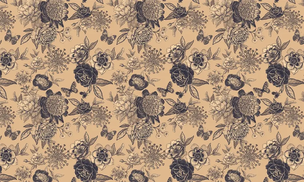 Tapet-Floral-Spring-Sepia-and-Black-tapet-floral-tapet-flori-tapet-cu-flori-tapet-dormitor-cu-flori-fototapet-floral-tapete-florale-personalizat