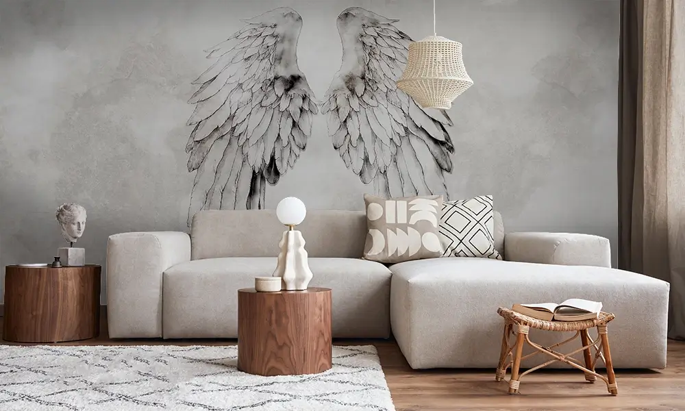 Tapet-Celestial-Embrace-tapet-gri-fototapet-gri-tapet-cu-ingeri-fototapet-cu-ingeri-tapet-aripi-inger-tapet-dormitor-tapet-living-tapet-personalizat