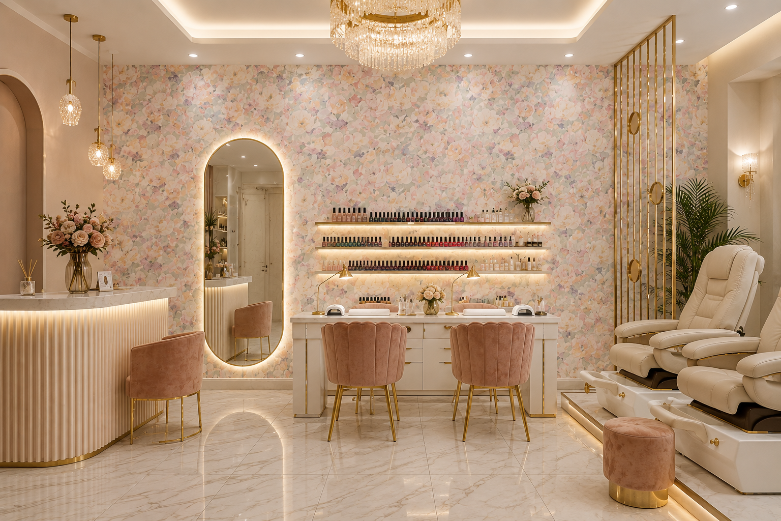 Tapet-Pastel-Flowers-in watercolor-tapet-floral-tapet-pentru-salon-de-infrumusetare