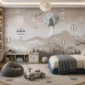 Tapet-Moon-Journey-Beige-tapet-cu-avioane-astronaut-si-planete-pentru-baieti (3)