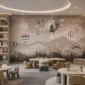 Tapet-Moon-Journey-Beige-tapet-cu-avioane-astronaut-si-planete-pentru-baieti